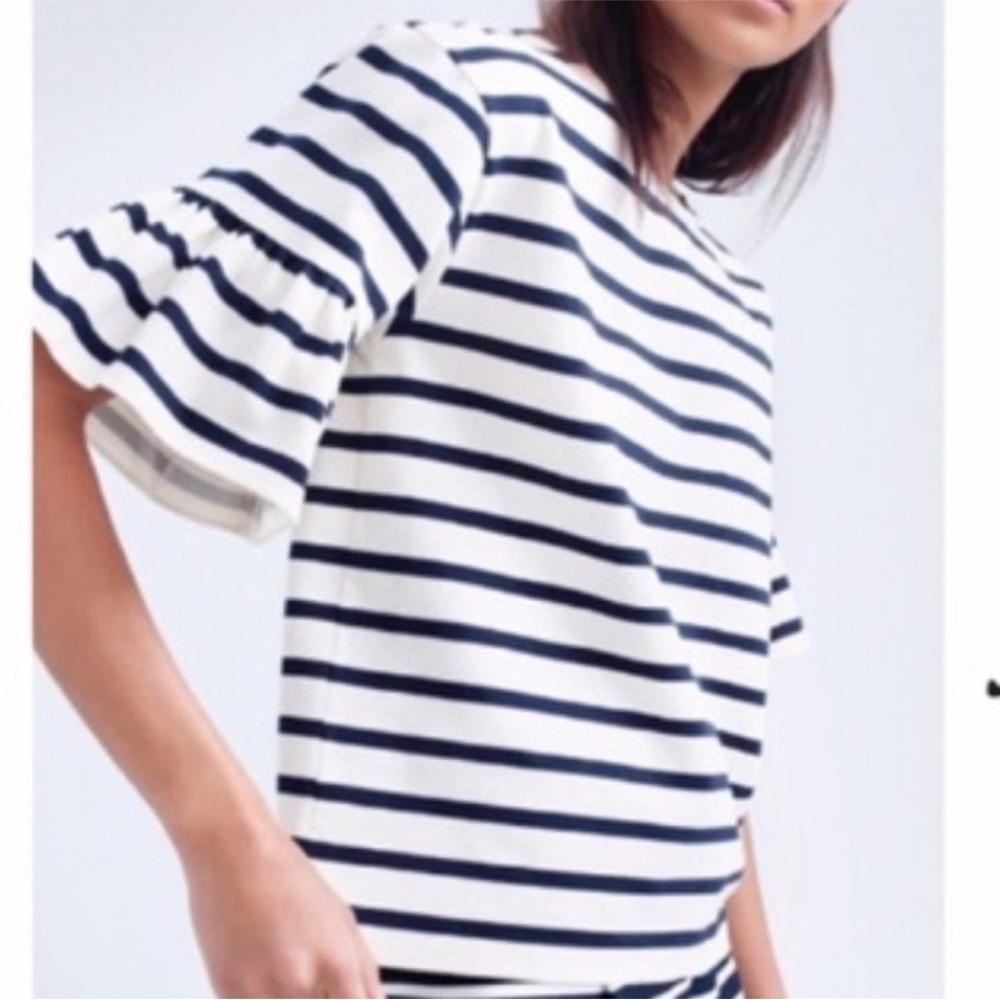 J. Crew Blue and White Striped Blouse